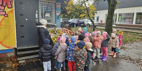 Żabki na straganie owocowo-warzywnym